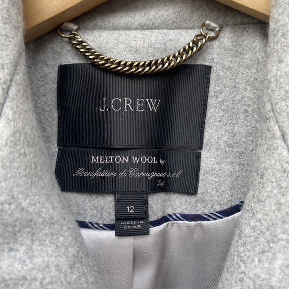J. Crew Women's Light Gray Peacoat with Gold Buttons Size 12 - Picture 2 of 5